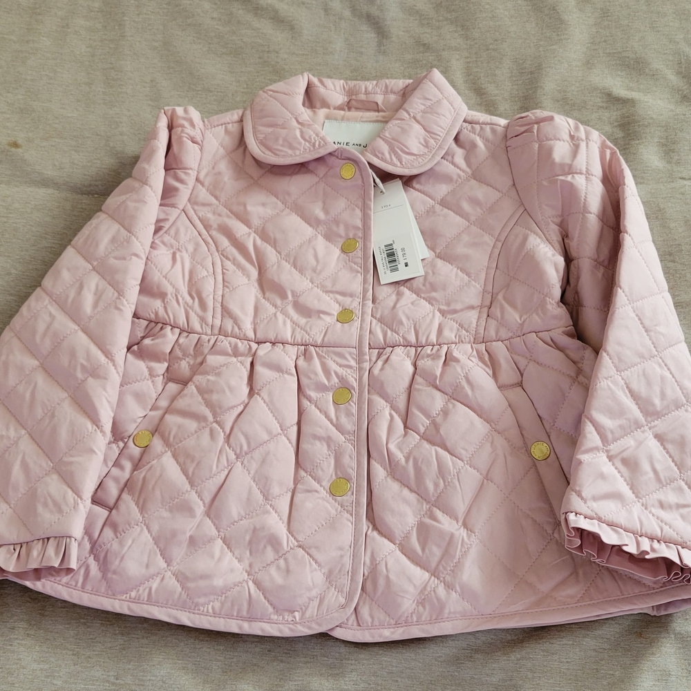 Janie and Jack Light Pink Quilted Puffer Jacket Size 3-4